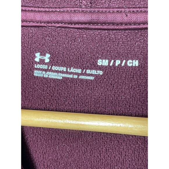 Under Armour Hoodie Mens Small Burgundy Logo Sweatshirt - Picture 3 of 5